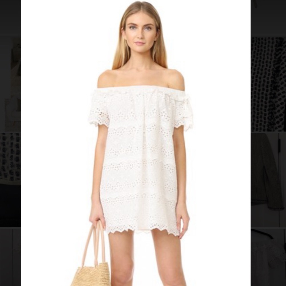 English Factory eyelet off shoulder dress XS